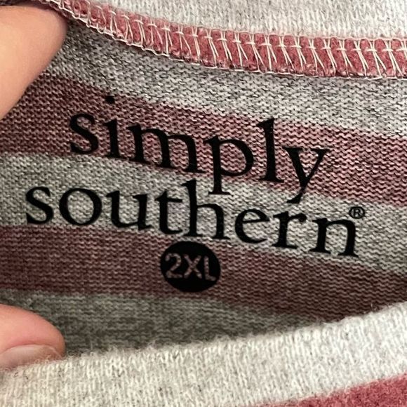 NWT‎ Simply Southern Striped Polyester Shirt Red Size XXL - Picture 3 of 3